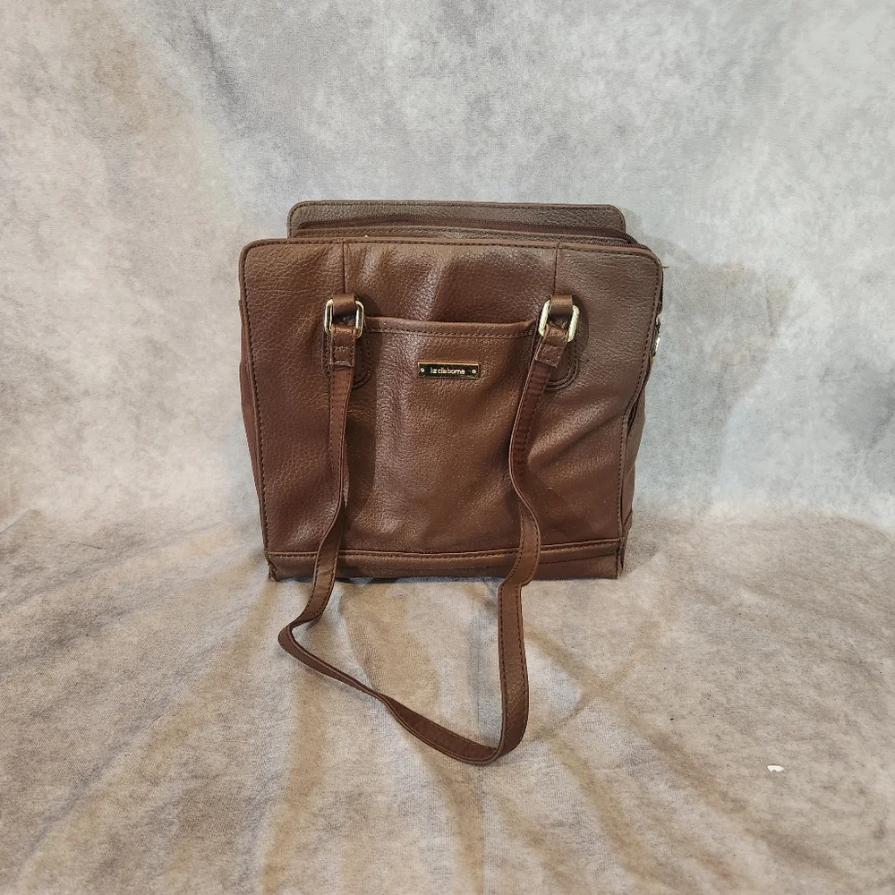 Vintage 90s Liz Claiborne‎ Brown Leather Shoulder Bag